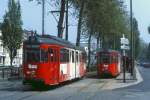 Lille Tw 303 (ex Mnchengladbach Tw 34, spter Aachen 1104 und Genf 798) und 370 (ex Vestische Tw 370) begegnen sich an der Kreuzung Avenue de la Republique und Boulevard Georges Clemenceau,