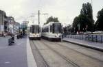 Nantes SEMITAN SL 1 (Alstom-TFS M1 320 / M1 304) Place de la Duchesse Anne im Juli 1992.