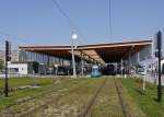 Die Station Haluchère-Batignolles in Nantes ist ein Knotenpunkt zum Umsteigen zwischen Tram-Train (der zum Hauptbahnhof und nicht ins Zentrum fährt), Tram und Bus.