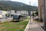 Nice / Nizza Lignes d'Azur SL T1 (Alstom Citadis-402 14) Pont René Coty am 23. Juli 2015.