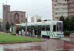 Saint-Étienne STAS Ligne de tramway / SL 4 (Motrice / Tw 909) Place Louis Courrier im Juli 1992.
