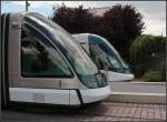 Futuristisch -     Vergleich der Kopfformen der Euro- (vorne) und der Citadis-Tram.