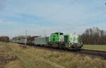 Eckwersheim - 2. Februar 2024 : Die an Europorte gemietete Vossloh Lok 4185 023 mit dem Leerfalschenzug Gironcourt - Obernai für die Brauerei Kronenbourg.