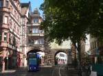 freiburg-breisgau Ausfahrt aus dem Martinstor. Wagen 253 der Freiburger Stra�enbahn. 18.7.2010
