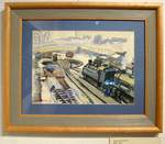 Eisenbahnmuseum Ljubljana (Laibach), Bild vom slowenischen Maler Stane Kumar (1910-1997), gemalt 1962, die Genehmigung des Museums zur Veröffentlichung liegt vor und betrifft alle nachfolgenden Bilder, Juni 2016