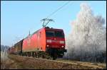 145 015-4 mit einem G�terzug von Rostock-Seehafen nach Mukran am ...