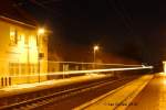 G�terzug bei der Durchfahrt durch den ehemaligen Bahnhof Spr�tze (jetzt ...