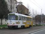 Schleifwagen 104 der GVB am 14.4.2010 in Gera, Berliner Stra�e ...