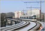 Glattalbahn Glatttalbahn auf dem Viadukt zwischen Kloten Balsberg und Z�rich Flughafen. (16.02.2010)