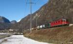 Re 10/10 mit GZ bei Bodio am 13.02.2010  ...