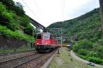 Gotthard-Sudrampe Re 10/10 mit GZ in der Leentina-Schlucht am 28.07.2010