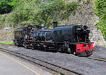 Die imposante Garrat-Dampflok beim Umsetzen im Bahnhof Caernarfon. Caernarfon, 14.5.2022