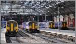 Ausser einigen Baureihennuancen erscheint der Fahrzeugpark von Northern Rail eher langweilig. In Liverpool Lime Street Station geben sich 156428, 150225, 156425 und
150207 ein Stelldichein. (17.08.2011)