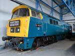 Die Dieselelektrische Lokomotive D1023  Western Fusilier  wurde 1963 bei Swindon Works  hergestellt und 1977 aus dem aktiven Dienst genommen. (National Railway Museum York, Mai 2019)