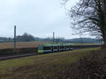 Wagen 2543 der Tramlink auf dem Weg nach New Addington erreicht Gravel Hill. 31.1.2017