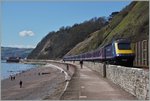 Der Great Western Railway HST 125 Class 43 Service 957 von London Paddington nach Plymouth  zwischen Dawlish und Teignmounth auf dem Weg Richutng Westen.
19. April 2016