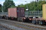 Guterwagen IERLAND sep 2009 KILDARE CONTAINER WAGON met container van de firma GOLD