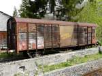 Guterwagen CTVJ - Ausrangierter SBB g�terwagen Hcks 21 85 218 0 048-0 abgestellt als Magazin in Le Pont am 19.05.2010