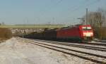 186 330-7 ist mit einem Schiebewandwagenzug am 01.02.2012 in Friedrichsthal ... 186 330-7 ist mit einem Schiebewandwagenzug am 01.02.2012 in Friedrichsthal ...