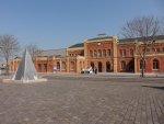 HALBERSTADT Bahnhofsgeb�ude und Vorplatz am Streiktag der HEXenbahn  ...