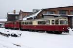 Harzer Schmalspurbahnen HSB 187 013 und T 3 am 08.01.2010 im Bahnbetriebswerk Wernigerode-Westerntor