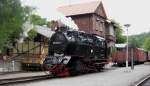 Harzer Schmalspurbahnen 99 6001-4 muss in Alexisbad Kopf machen und Wasser fassen um mit Zug 8962 nach Harzgerode zu fahren (24.07.2010)