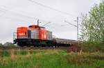 havellandische-eisenbahn-ag-hvle V160.5 h�lt die Stellung am Schwellenzug vor Greifswald-Sch�nwalde am 03.05.2010