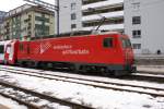 HGe 4/4 II 1 steht am 17.2.10 abgestellt in Brig. ...