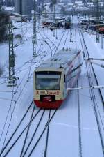 Der BR 650 Regioshuttle der HZL auf dem Weg von ...