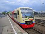 HzL Hohenzollersche Landesbahn AG HzL 650 383-2 'Stockach' + 650 380-8 'Landkreis Konstanz' als HzL 85953 nach Stockach, in Radolfzell; 22.06.2010