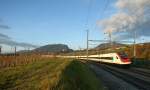 icn ICN 1517 von Lauanne nach St.Gallen bei Auvernier in den Neuenburger Rebbergen am 28. November 2009