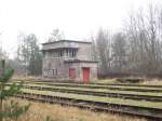 Industrieanschlussbahnen ehem. DDR ehemaliges Stellwerk Walzwerk Finow an der Industriebahn Eberswalde am 18.12.2008
