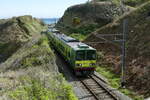 Eine Class 8600 erreicht in einigen Hundert Yards Bray Daly. Mit der Lieferung neuer Triebwagen sollen die 8600er Reservefahrzeuge werden. Fotografiert im April 2023. 