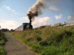 Der kleine Dampfzug auf der Fahrt von Bushmills nach Giant's Causeway.