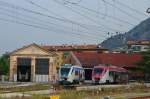 Italien Blick auf das BW Trento/Trient mit dem Triebwagen der BR 501 16.09.2014 