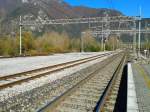 Hier zu sehen ist die neue Pontebbana im Bahnhof von Carnia, mit Blick in Richtung des Galleria (Tunnel) Camoiolo-M.