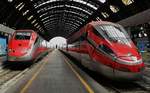 Am 04.05.2019 trifft ein Frecciarossa 500 in Milano Centrale ein, daneben ein Frecciarossa 1000