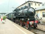 Dampfzug des Vereins  Gruppo ALe 883  mit der  Berlinerin  625 177(Schwartzkopff 1922)ber Clico und Sondrio aus Chiavenna kommend,in Tirano. 31.07.05