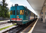 ALn 668 1238 + ALn 668 1237 stehen am 21.5.2016 im Bahnhof Calalzo-Pieve di Cadore-Cortina.