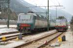 Abgestellte Loks im Bahnhof Brenner, angefhrt von 405 007 und 652 079.