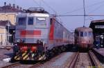 FS E424 300 and ALn990 3038 in Casale Monferrato on the 10th of April in 1990 - Scanned from DIA