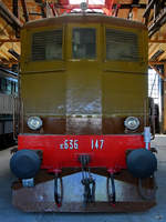 Die italienische Elektrolokomotive E.636.147 wurde 1955 in Dienst gestellt und war bis 2002 im Einsatz. (Bahnpark Augsburg, Juni 2019)