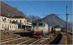 Vergangene Herrlichkeit in Domodossola: Während die FS Trenitalia 652 069 mit einem Lokzug den Bahnhof verlässt, steht im Hintergrund die FS Trenitalia E 656 431 und (leider von einem Mast verdeckt) eine E 464. 

26. Okt. 2015