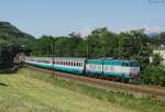E.656 091 passes Rigoroso whilst working Inter City train 743 from Milano Centrale-Ventimiglia, 10 July 2012