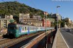An ALe 801/940 passes in Sori as regional train n. 21051 from Genova Voltri to Recco.