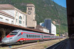 ETR 600 Pendolino Frecciargento am 18.09.2021 um 12:48 Uhr im Bahnhof Bozen.