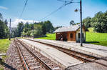 Blick auf den Kreuzungsbahnhof der Rittnerbahn, Stella/Lichtenstern. 
Aufgenommen am 25.8.2017.