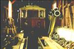 Ehem.Zahnrad Schublok L2 der Rittnerbahn (Grazer Wagonfabrik 1907) abgestellt in Maria Himmelfahrt.1966 wurde der Zahnrad-Streckenabschnitt Bozen Waltherplatz-Oberbozen durch eine Kabinenseilbahn