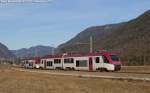 A couple of ETi of Trentino Trasporti transit near of Monclassico with the local train n.29 from Marilleva to Trento.