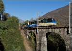 Der SSIF  Treno Panoramico  D47P von Domodssola nach Locarno auf dem Rio Graglia Viadukt. 
31. Okt. 2014
